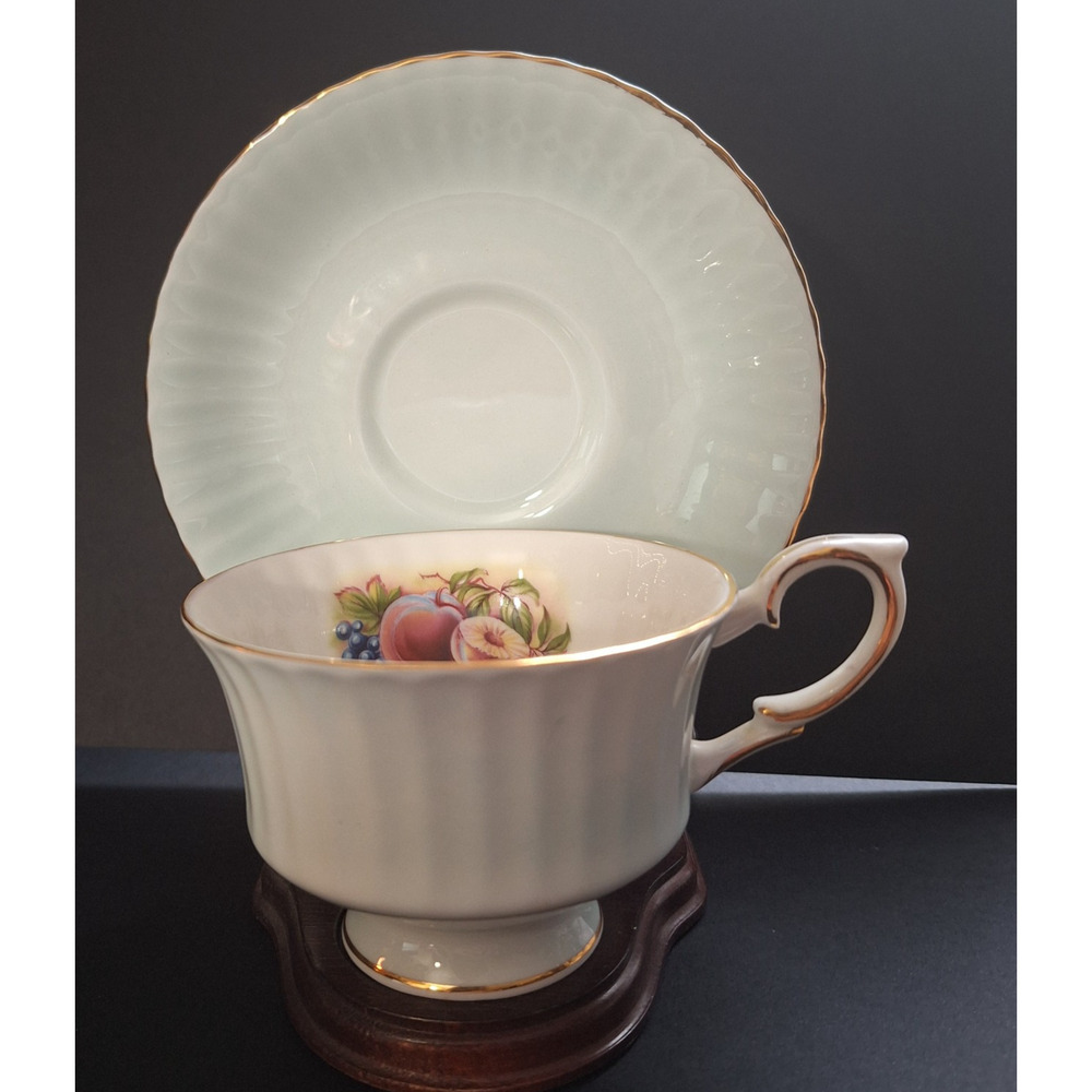 Vintage Royal Standard Light Pastel Green Fluted Bone China Teacup & Saucer Set